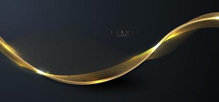 Abstract elegant 3D golden wave curved line elements vector