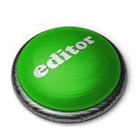 editor word on green button isolated on white photo