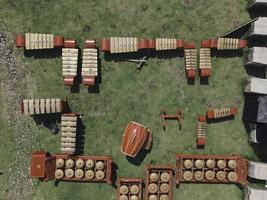 Aerial top view of Gamelan, traditional javanese and balinese music instuments. photo