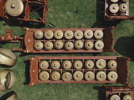 Aerial top view of Gamelan, traditional javanese and balinese music instuments. photo