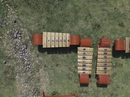 Aerial top view of Gamelan, traditional javanese and balinese music instuments. photo