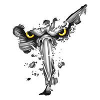 Eagle isolated in kicking person image, vector illustration