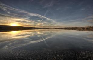Sunset Saskatchewan Lake Canada photo