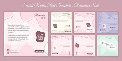 Social media template with Ramadan design. Set of social media post template design. vector