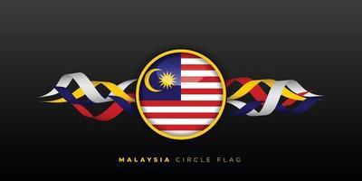 Malaysian Circle Flag vector illustration with flying ribbon design