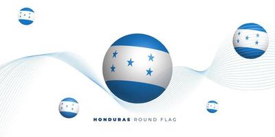 diseño de banderas redondas de honduras con fondo abstracto blanco vector