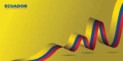 Ecuador Independence Day with waving ribbon design. vector