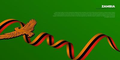 águila 3d con diseño de cinta voladora. diseño de fondo del día de la independencia de zambia. vector