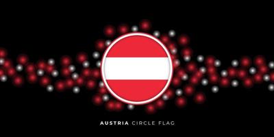 Circle Austrian flag with red and white light design. vector