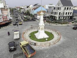 Aerial view of Tugu Jogja or Yogyakarta Monument, Indonesia. Yogyakarta, Indonesia - January, 2021 photo