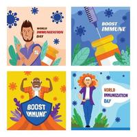 World Immunization Week Cards vector