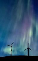 Wind Farm And Northern Lights