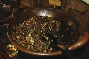 oseng kikil and side dishes. Javanese traditional culinary. beef skin or tendon photo