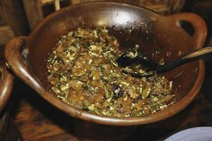 oseng kikil and side dishes. Javanese traditional culinary. beef skin or tendon photo