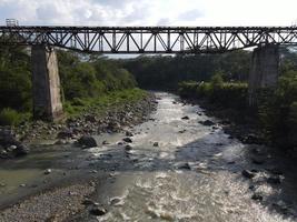 Aerial view of old rail track bridge in Temanggung, Indonesia. photo