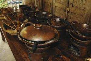 Earthenware furnace or tungku gerabah is Indonesian local stove made from clay. Traditional furnace from Indonesia. photo