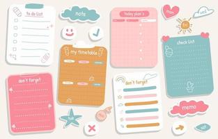 Cute Soft Sticker Schedule For School Concept vector