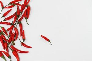 Raw red pepper, bunch of chili pepper on white photo