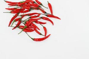 Raw red pepper, bunch of chili pepper on white photo