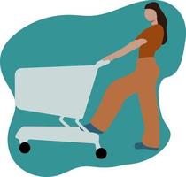 woman with shopping trolley flat character perfect for design project vector