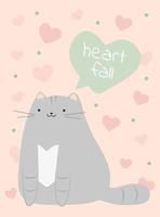 Vector set cards love valentine cats.  vertical banners pastel colors. Cute meow kittens