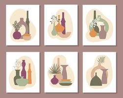 Ceramic Vases Pre-made Poster or Print. Collection of trendy ceramic vases. vector