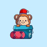 Cute monkey illustration with skateboard vector