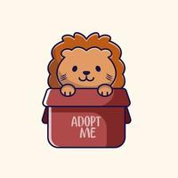 Cute lion illustration with my adoption text box vector