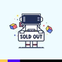 Box astronaut carries the words sold out vector