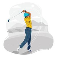 concepto de pose de swing de golfista vector