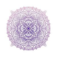 Round violet gradient mandala isolated on white background. Vector boho mandala in purple colors. Mandala with abstract patterns. Yoga template