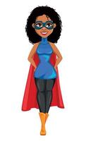 súper mujer afroamericana superhéroe vector