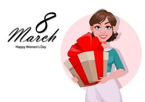 Happy Women's day greeting card. Beautiful woman vector
