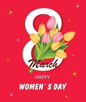 feliz día de la mujer, tarjeta de felicitación del 8 de marzo vector
