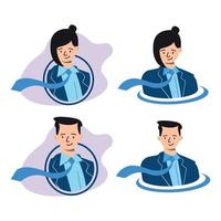 corporate people flat characters illustration male and female with suit and tie vector