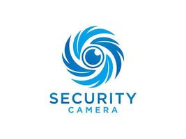 Abstract Eye Vision Logo. Light Blue Geometric Shape with Yellow Eyeball inside isolated on White Background. Usable for Business and Technology Logos. Flat Vector Logo Design Template Element.