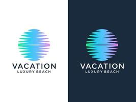 Abstract Ocean Sea Water Waves Logo. Blue Circle Striped Lines Style isolated on White Background. Usable for Business and Branding Logos. Flat Vector Logo Design Template Element