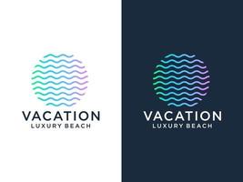 Abstract Ocean Sea Water Waves Logo. Blue Circle Striped Lines Style isolated on White Background. Usable for Business and Branding Logos. Flat Vector Logo Design Template Element