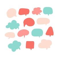 Speech bubbles set. Various talk balloon shapes in flat style . Hand-drawn infographic Vector bright color collection.