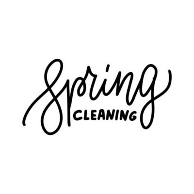 Spring cleaning - Hand drawn line lettering quote. Perfect design for greeting cards, posters, T-shirts, banners, print invitations.