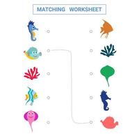 Matching worksheet.Educational card for kids. vector