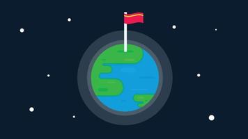 Flag on earth vector illustration.