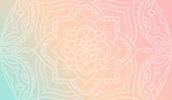 papel tapiz degradado rosa melocotón de ensueño con patrón de mandala. fondo horizontal vectorial para el afiche de meditación, pancarta para la escuela de yoga vector