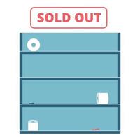 Search for toilet paper. Panic in supermarket due to coronavirus crisis and pandemic of covid-19. Empty store shelves. Out of stock concept. Vector flat design of consequences quarantine and shopping
