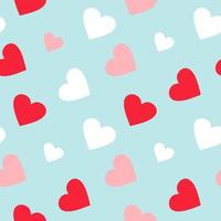 Colorful red and white hearts pattern. Valentine's Day background in pastel colors. Decorative vector elements.