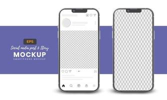 Social Media Post and Story Smartphone Mockup vector design