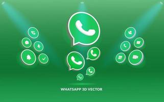 Whatsapp logo and icon set in 3d vector style