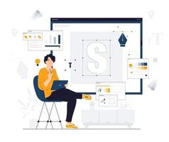 Graphic designer with creative inspiration at work space concept illustration vector