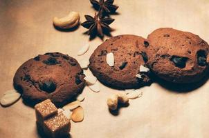 round crispy chocolate biscuits photo