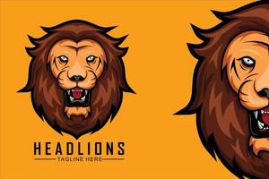 LION HEAD ILLUSTRATION WITH A YELLOW BACKGROUND.eps vector